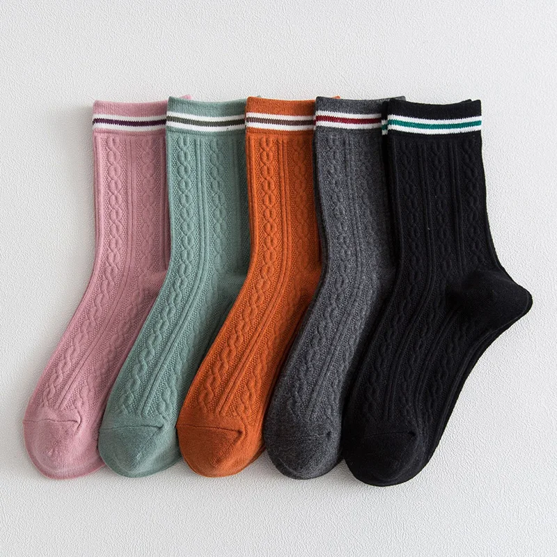 5Pairs/Lot New Women's Socks ZTOET Brand Female Autumn Winter Tube Socks Solid Color Cotton High Quality Warm Ladies Socks