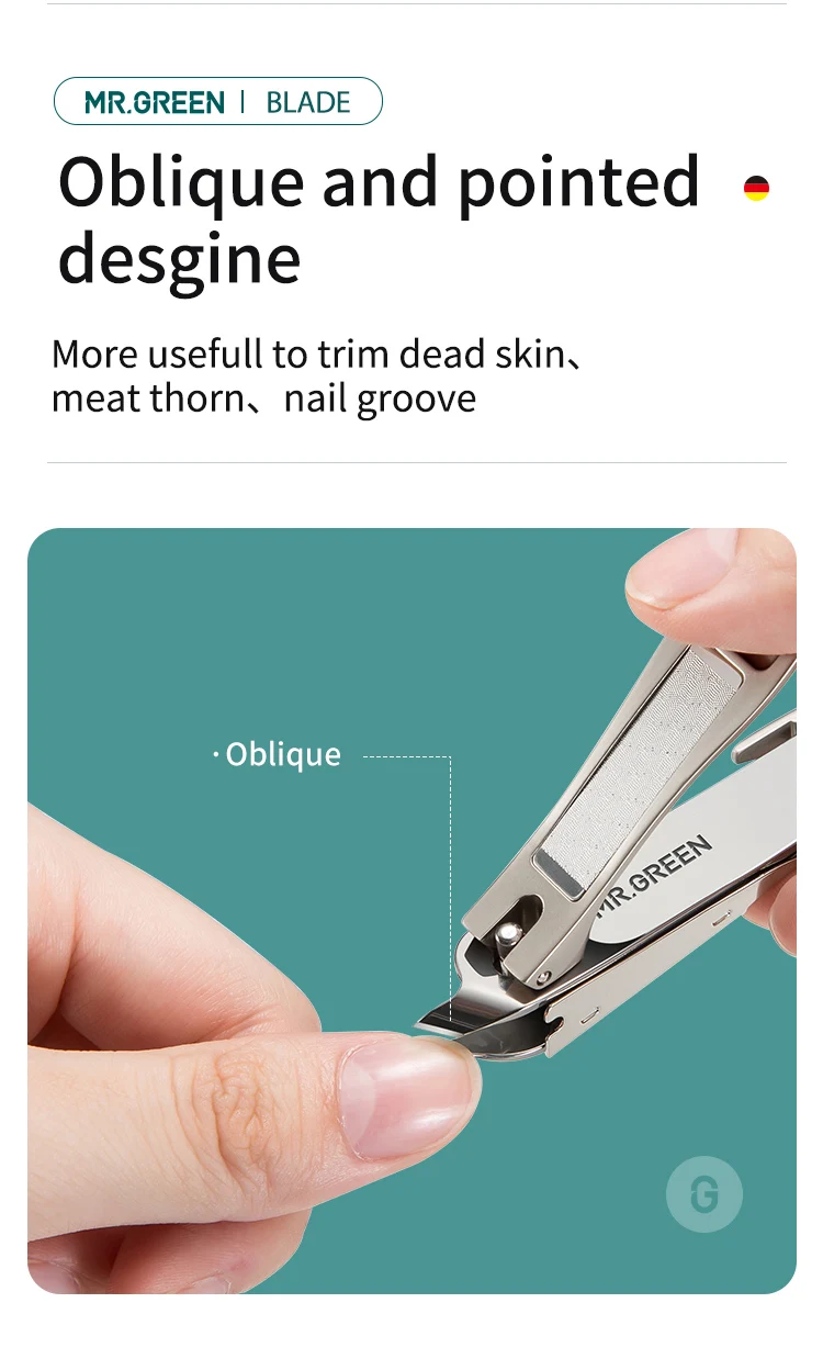 MR.GREEN Schrägkantiger Nagelknipser, Nagelhautzange, Werkzeug aus Edelstahl, Schrägspitzen-Trimmer für abgestorbene Haut, Maniküreschere – Detail 5