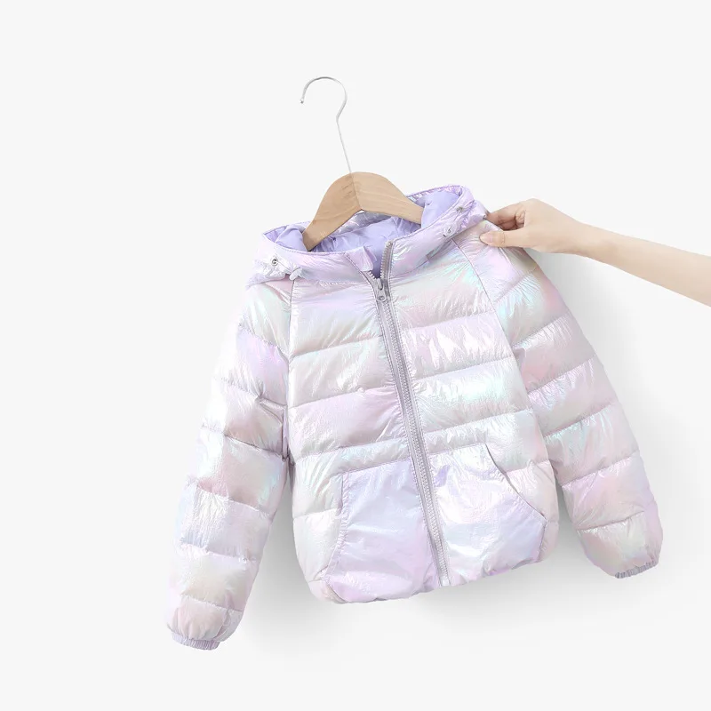 2-8y Children\'s clothing autumn thickened down cotton female jacket baby warm jacket children outdoor bright noodles children\'s