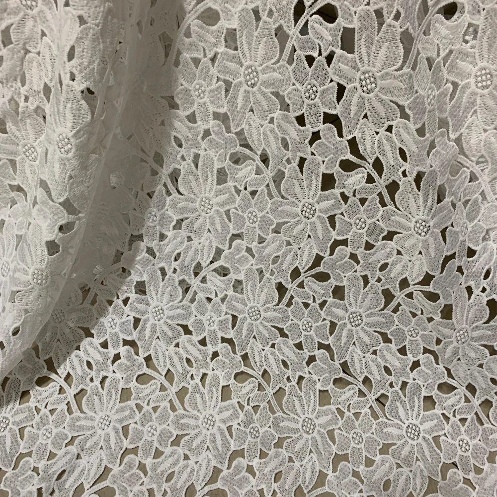 1Yard African Lace Fabric 2021 Milk Silk Embroidery French Lace Fabric High Quality Sewing Material For Nigerian Wedding Dress