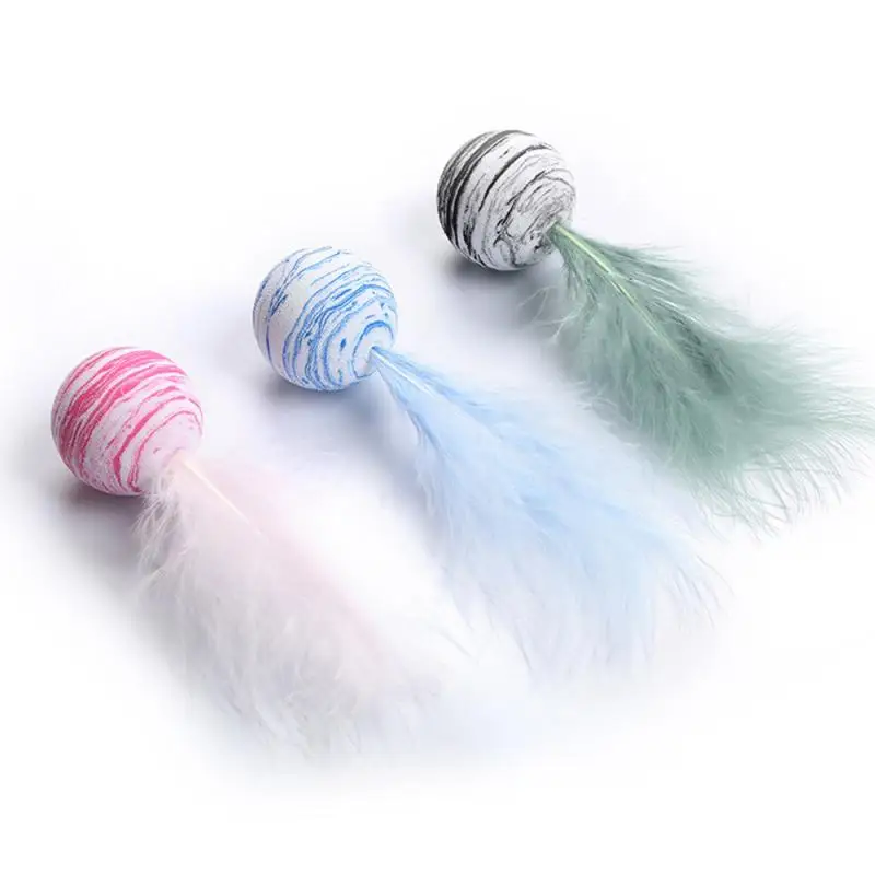 1pc Funny Cat Toy Star ry Sky Ball Plus Feather Foam materiale EVA Light Ball Toy Star Texture Feather Ball Toy Dog Cat Pet Toy