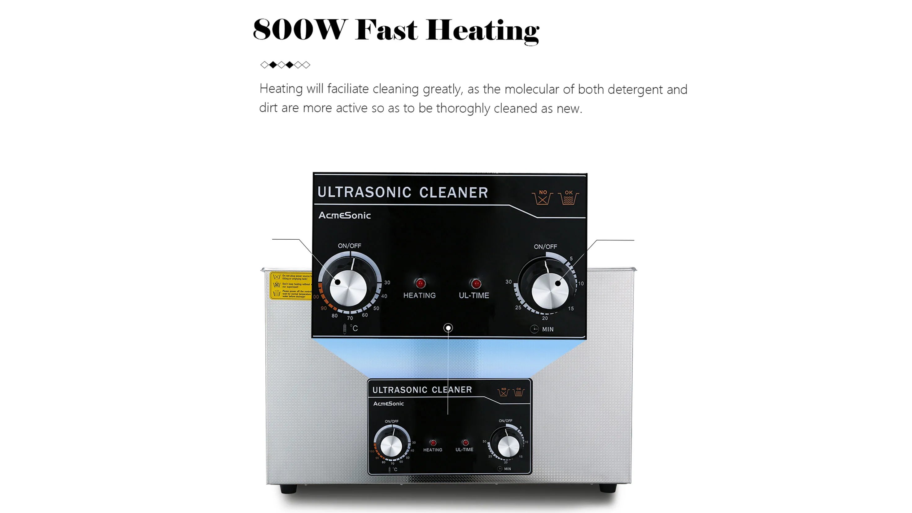 ACMESONIC 30L коммерческий Ультразвуковой очиститель с нагревателем таймер 10 трандукторов 800 Вт + 600 Вт 42 кгц для карбонов велосипедная цепь латунь