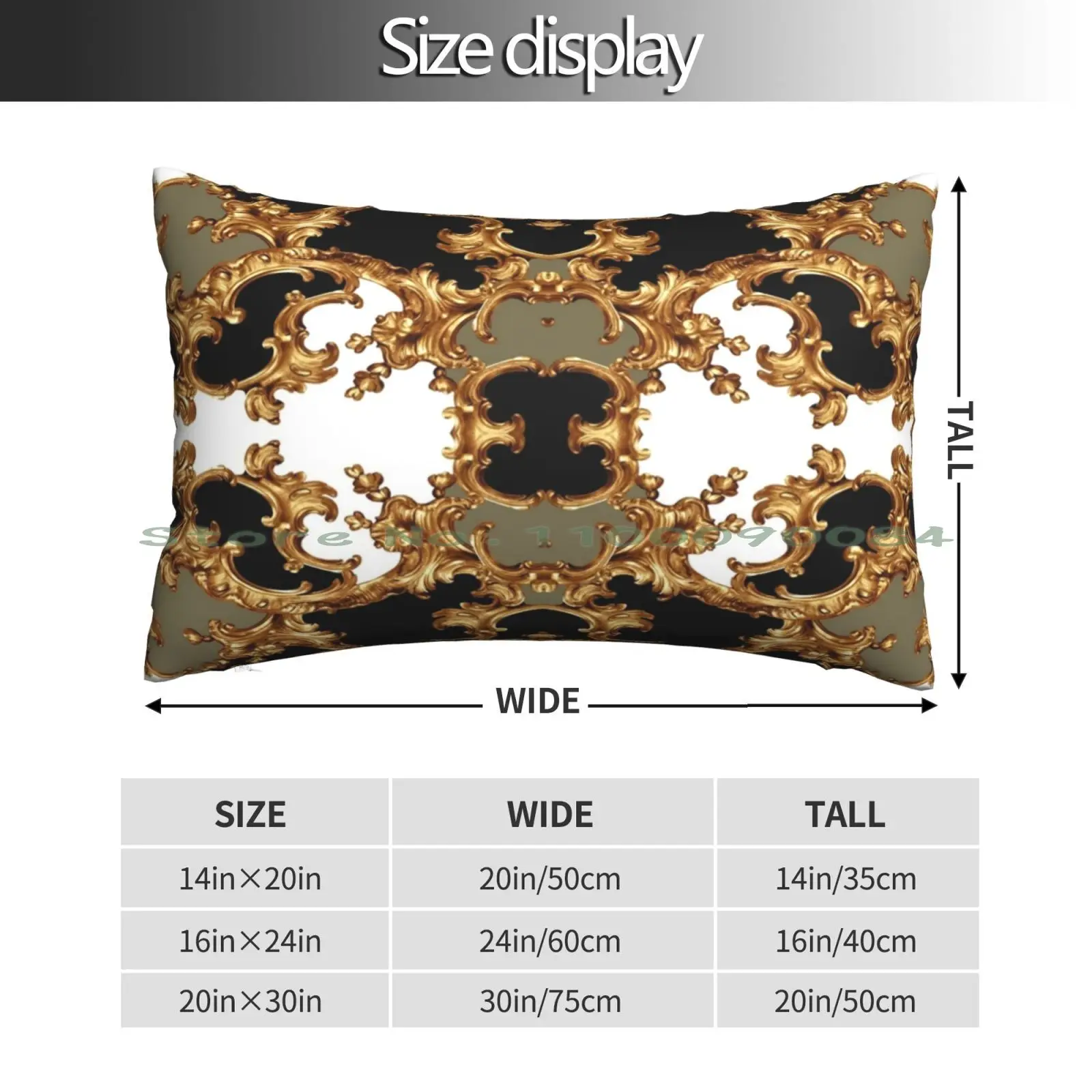 Golden Ornamental Baroque Symmetrical Pillow Case 20x30 50*75 Sofa Bedroom Baroque Style Ethnic Ancient Antique Ornamental