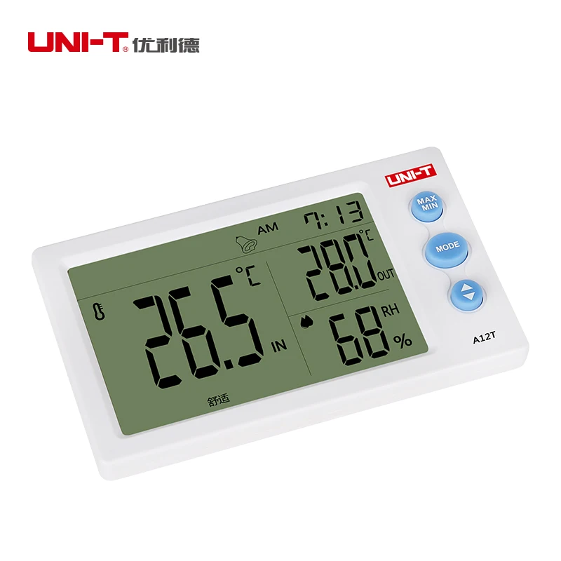 UNI-T A12T A13T Digital LCD Thermometer Hygrometer Temperature Humidity Meter Alarm Clock Weather Indoor Outdoor Instrument