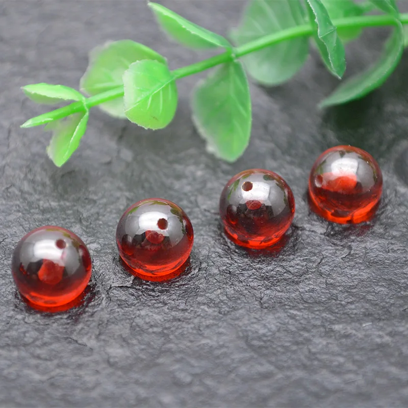 50pc Cherry Red CZ Round Beads Half Hole for Earrings DIY Jewelry Making Bracelet Jewelry Findings Components