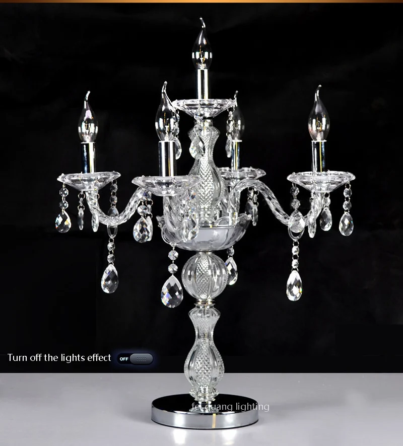 New European Light Luxury Noble Candle Crystal Table Lamp 5 Heads Study Bedside Wedding Bedroom Decoration For Bedroom Desk Lamp