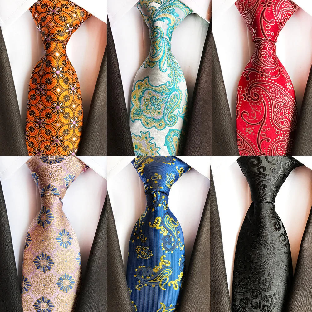 

GUSLESON New Floral Paisley Ties For Men 8cm Classic Silk Jacquard weave Wedding Neck Ties Business Neckties Corbatas Hombre