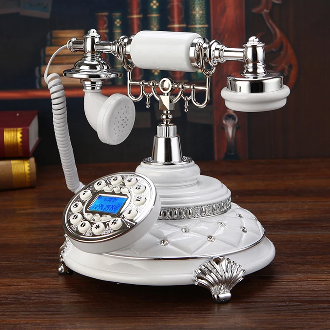 Europe Fashion Grade home Resin Bronze Antique Telephones Hotels Phone Vintage Telephone Handsfree white diamond telefono fijo