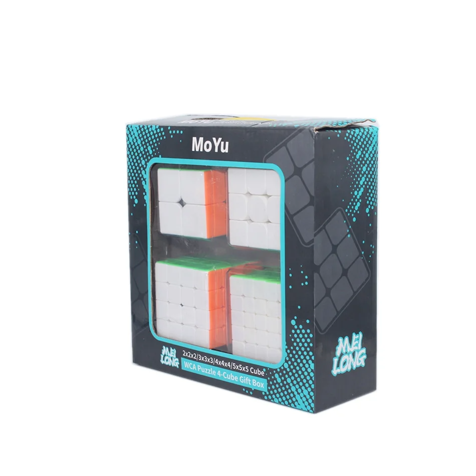 MoYu Cube 4 in 1 Gift Box set 2x2~5x5 cube Profissional magic cube Moyu Meilong 4pcs set Speed cube Puzzle Educational Toys kids