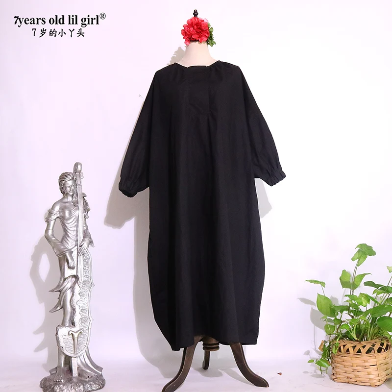 France Imported High Cotton Sleeve Ultra-Loose Robe Dress 2021 Autumn And Winter Leisure Brand Design YE34