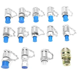 HHO-14Pcs Hydraulic Pressure Test Point Testing Coupling Adapter Set for Hydraulic System Kit