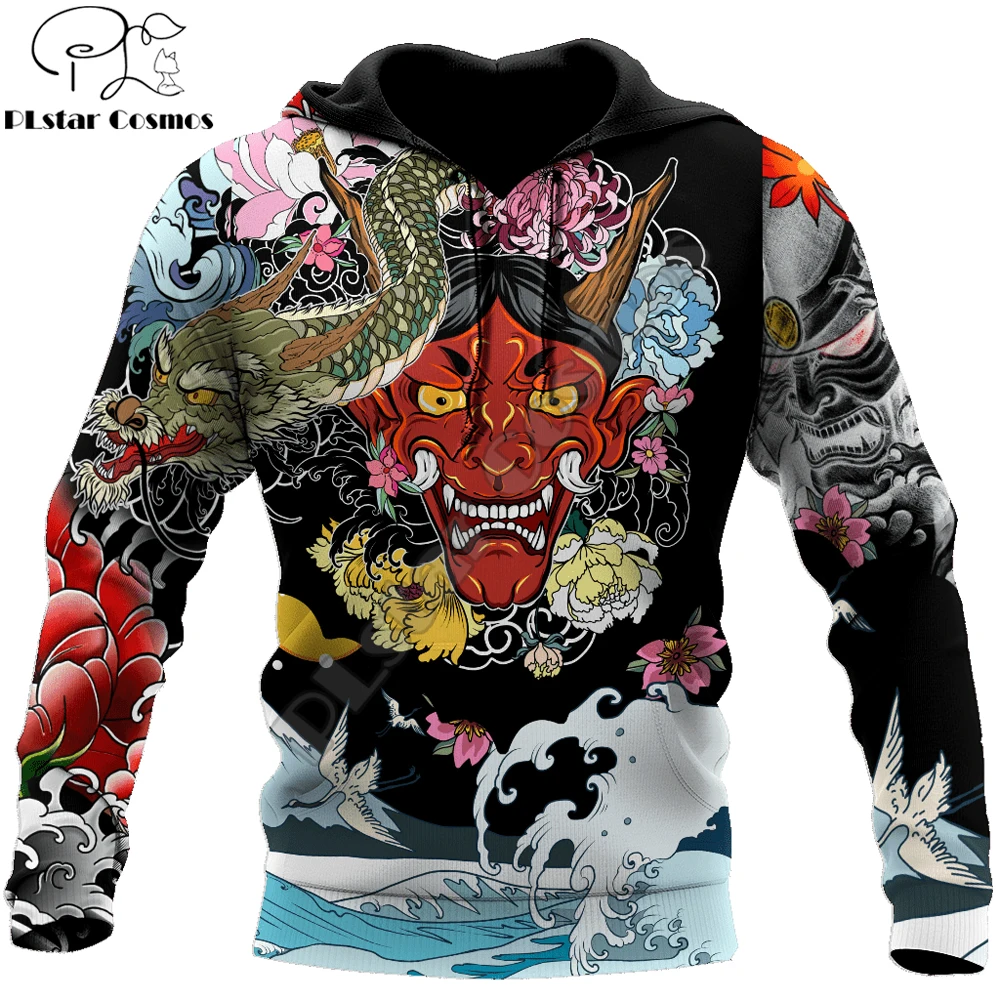 

Samurai Oni Mask Tattoo 3D All Over Printed Men's Hoodie & Sweatshirt Autumn Unisex Zip Hoodies Casual Streetwear KJ792