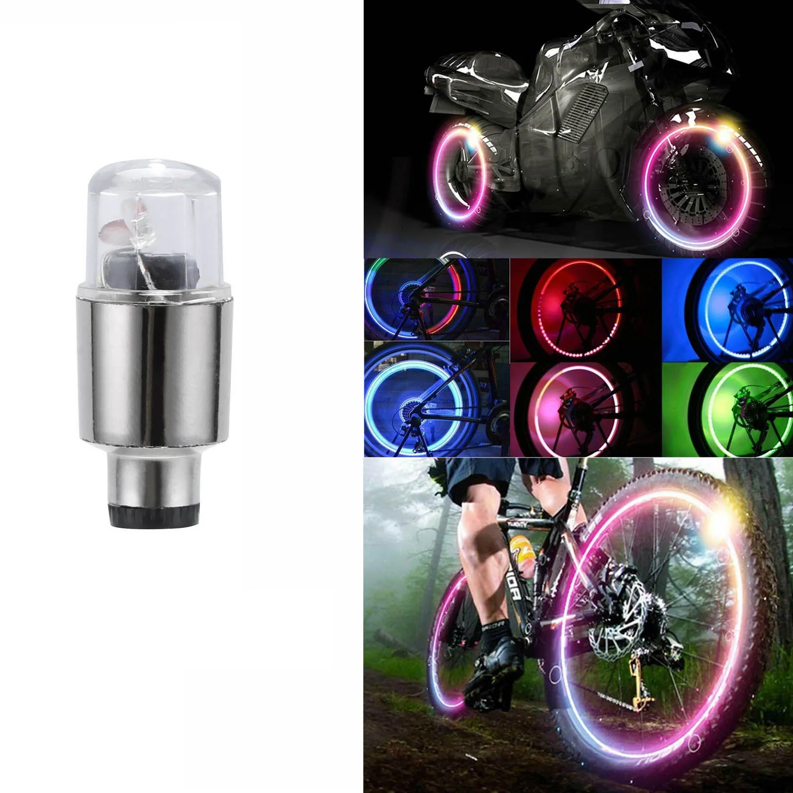 LED Auto Bike Rad Reifen Reifen Ventil Staub Kappe Speichen Flash Lichter Auto Ventil Vorbauten Caps Zubehör 4 Farbe Rot blau Grüne Lampe