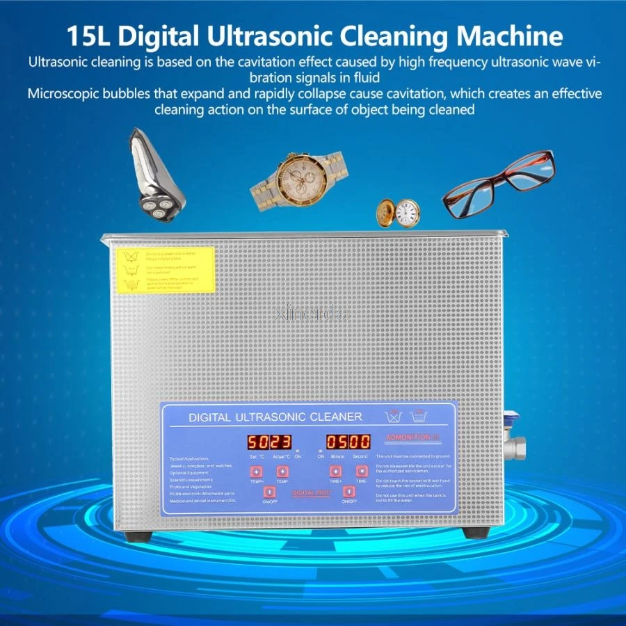 

15L Household Digital Stainless Steel Bath 110V 220V Degas Ultrasound Cleaning for Watches Jewelry