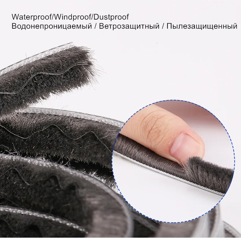 6 Size Door Window Brush Strip Weather Stripping For Home Door Window Draught Excluder Brush Weather Strip Seal Tape