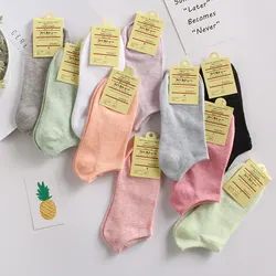 Chaussettes Courtes en Peluche Respirantes et Amusantes pour Femme et Fille, Couleur Bonbon, Bateau, Art, 10 Paires/Lot