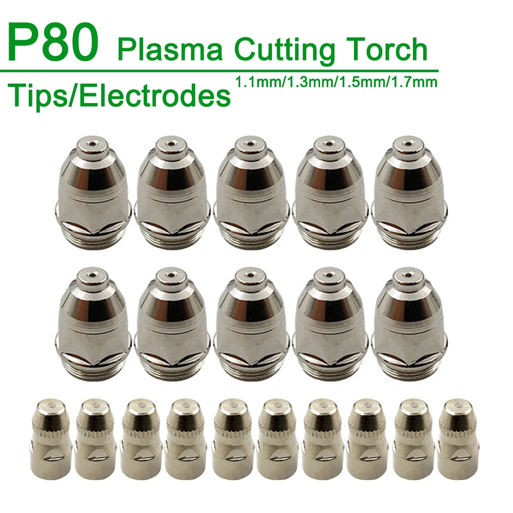 20pcs/Lot Premium P80 Plasma Cutting Torch Consumable Cutting 60A 80A 100A P80 CNC Plasma Torch Tip Electrode Nozzle