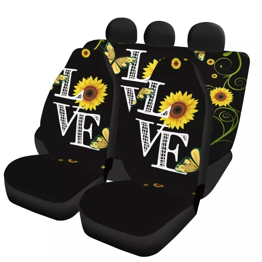 

INSTANTARTS Car Accessories Automobile Seats Protector Sunflower Love Design Universal Elastic Front & Rear Vehicle Seat Cushion