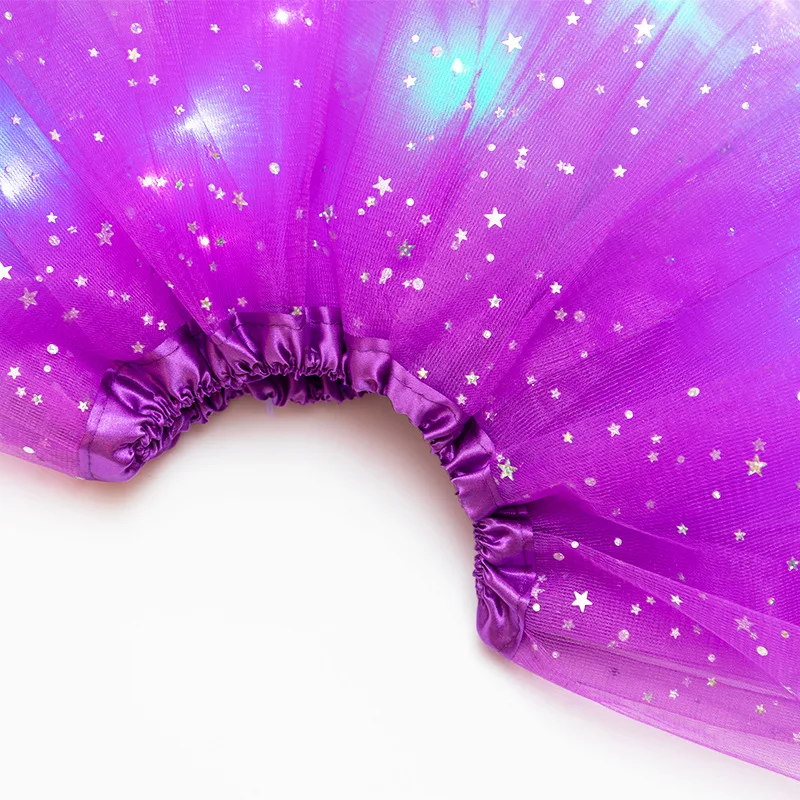 LED Glowing Light Women Tulle star Skirt Short Tutu Mini Skirt Adult Fancy Ballet Dancewear Party Costume Ball Gown Mini skirt