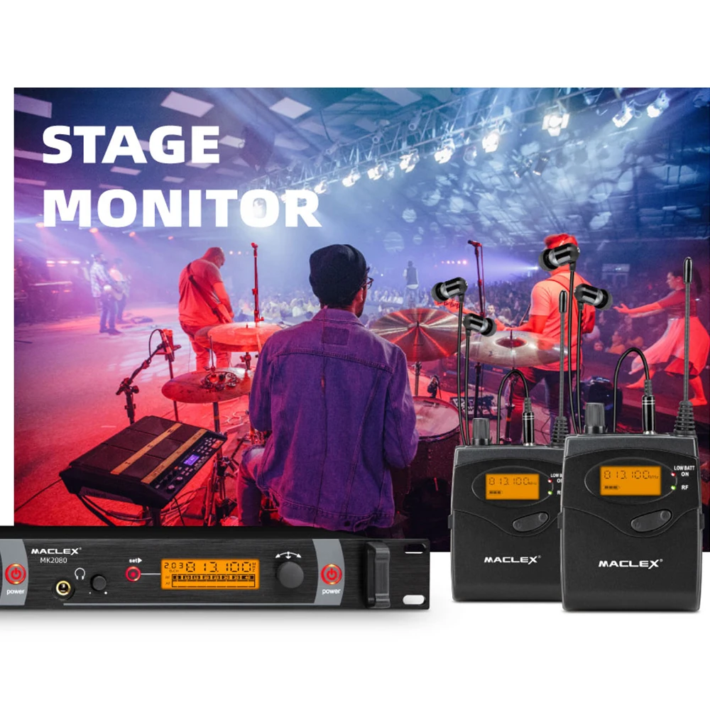 Maclex-Monitor de oído MK2080, sistema inalámbrico SR2050, transmisor doble, monitoreo profesional para rendimiento de escenario