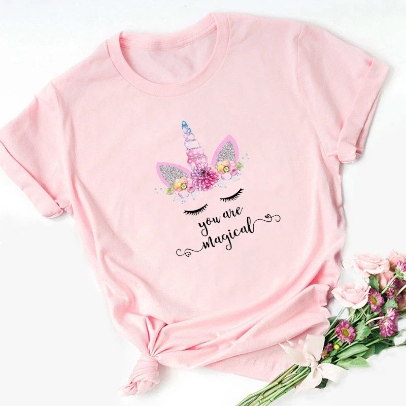 T shirt femme The Birthday Princess Unicorn birthday girl  women tshirt Humor, Korean style clothes 90s coffee powder, tops