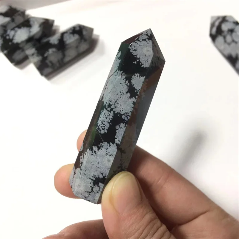 

Snowflake Obsidian Wand Points Quartz Crystal Natural Healing Reiki Gemstones Home Decoration Stones