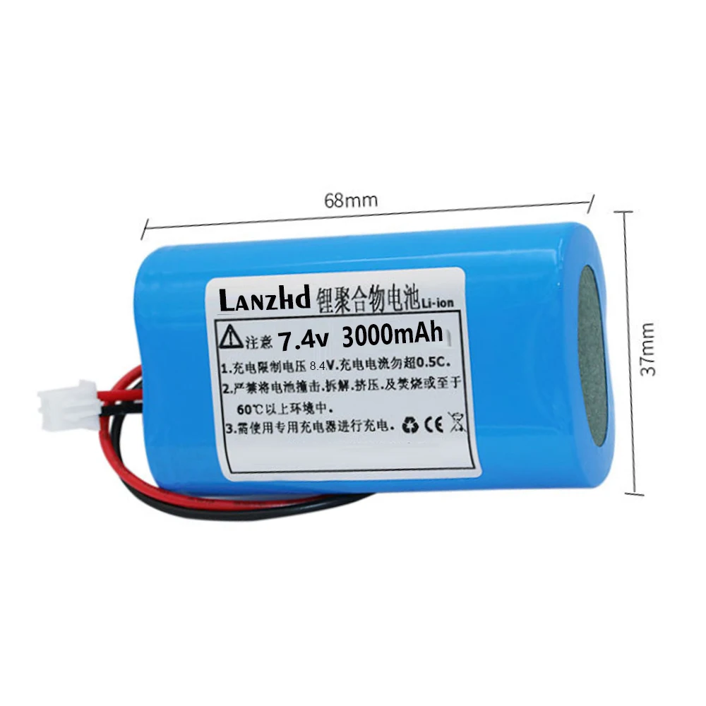 1-12PCS 3.7V 2Ah 18650 Lithium Battery Pack 3000mAh Fishing LED Light Bluetooth Speaker 4.2V Emergency DIY with BMS Xh2.54-2p