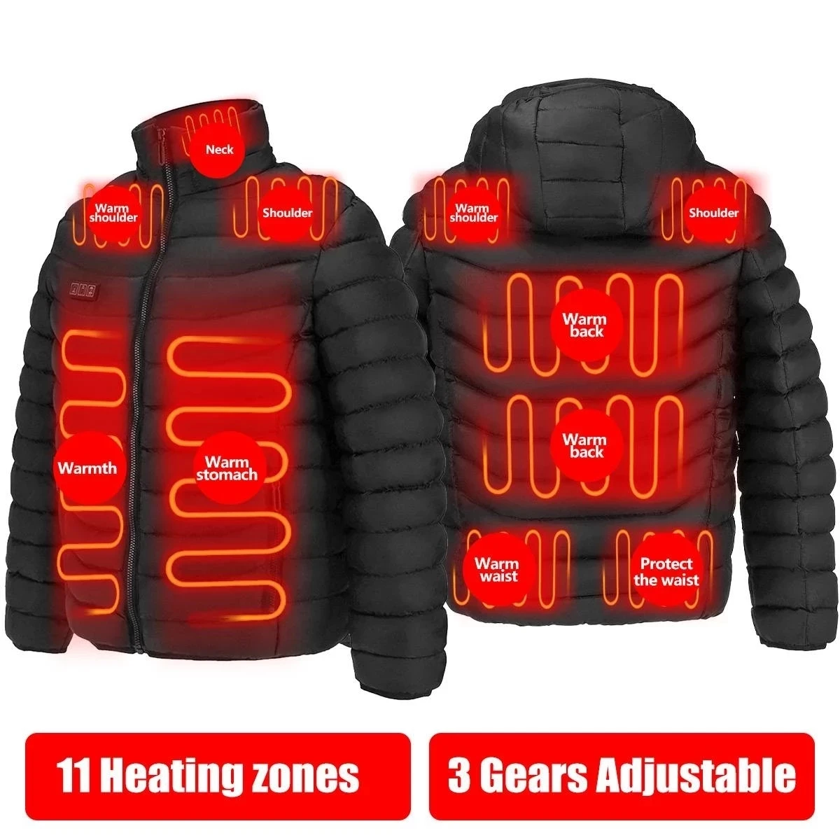 Men 11 Areas Heated Jacket USB Winter Outdoor Electric Heating Jackets Warm Sprots Thermal Coat Clothing Heatable Cotton jacket