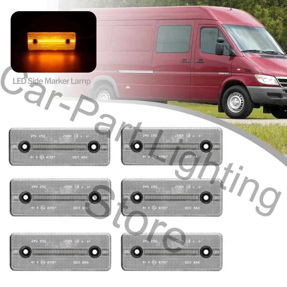 

6Pc Led Amber Side Marker Blinker Clearance Position Lamp Lights For VW LT Mercedes Benz Sprinter W901 W904 W905 W906 01-06