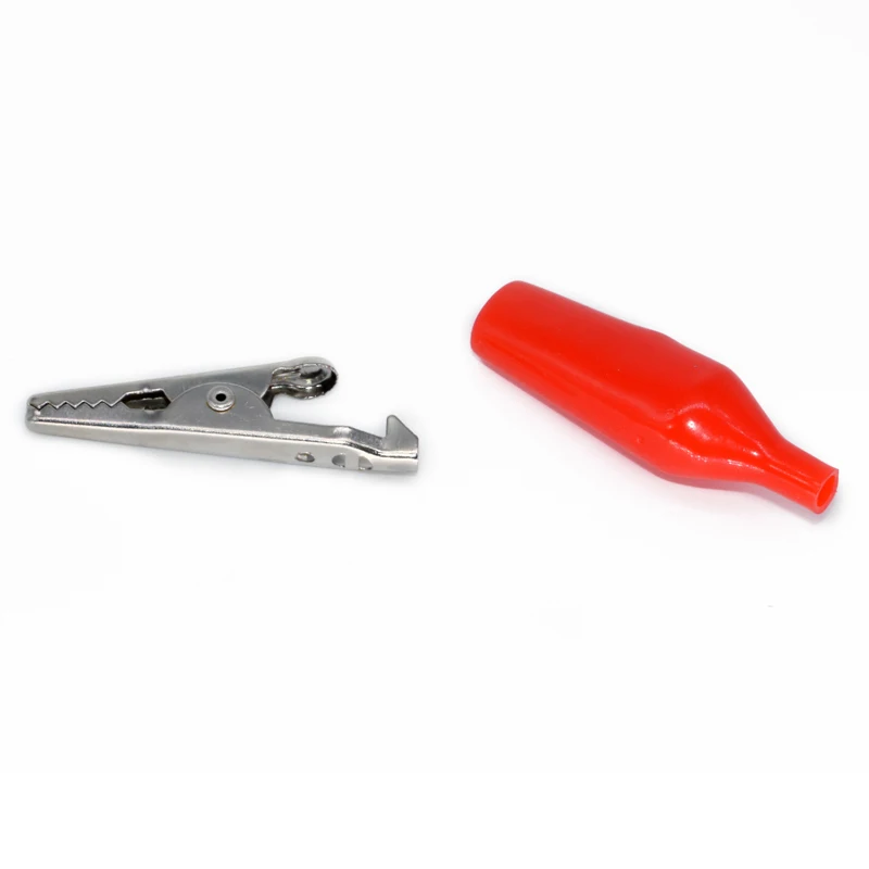 Pinza de cocodrilo de Metal G98, pinza eléctrica para medidor de sonda de prueba, color negro/rojo con Bota de plástico, 28mm/35mm/45mm, 10 unidades