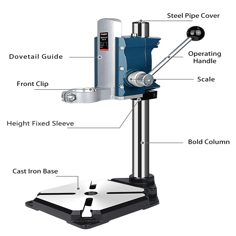 AOBEN Mini Electric Drill Stand Holding Holder Bracket 90 Degree Rotating Bench Drill Stand Fixed Frame Workbench Clamp