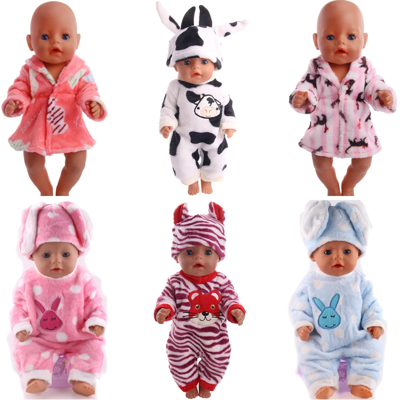 

Casual Doll Cute Bunny Pajamas Suitable For 18 Inch American&43Cm Baby New Born Doll Our Generation , Baby Christmas Gift