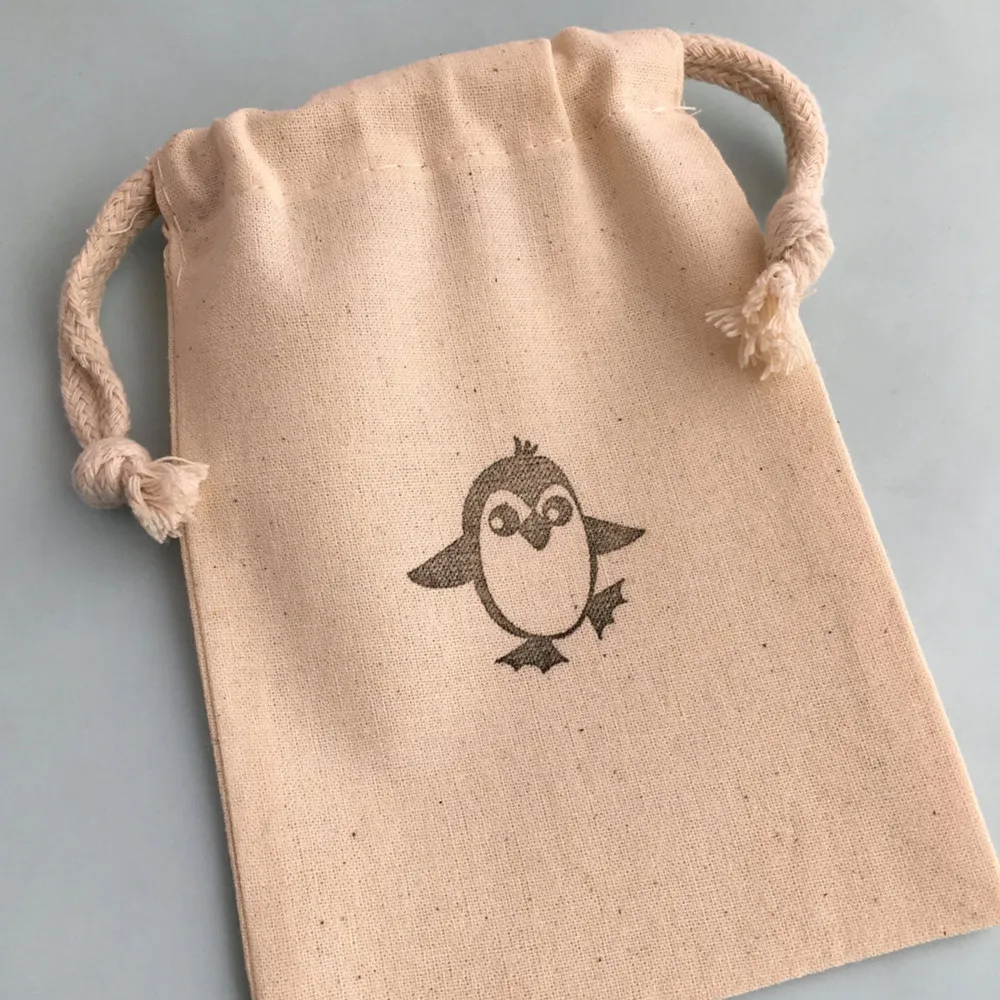 Penguin Favor Bags: Cute Penguin Party Bag, Reusable Muslin Drawstring Ocean Animals Bag, Under the Sea Theme Party, Sea Animals