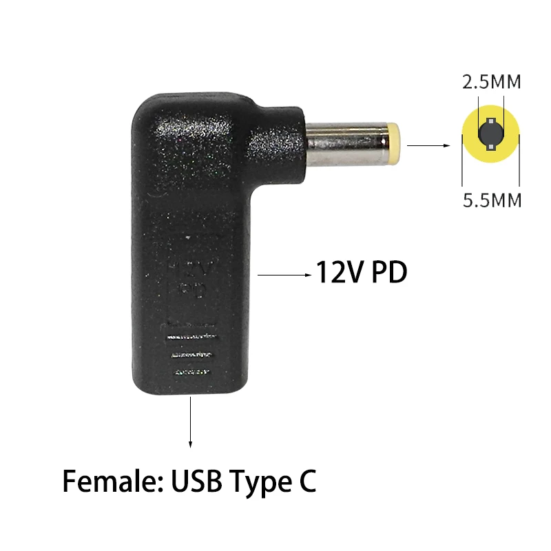12 فولت USB نوع C PD محول الطاقة موصل ل LED قطاع راوتر شاشات LCD كاميرا تلفزيونات الدوائر المغلقة نوع C أنثى إلى 5.5*2.5 مللي متر ذكر التوصيل