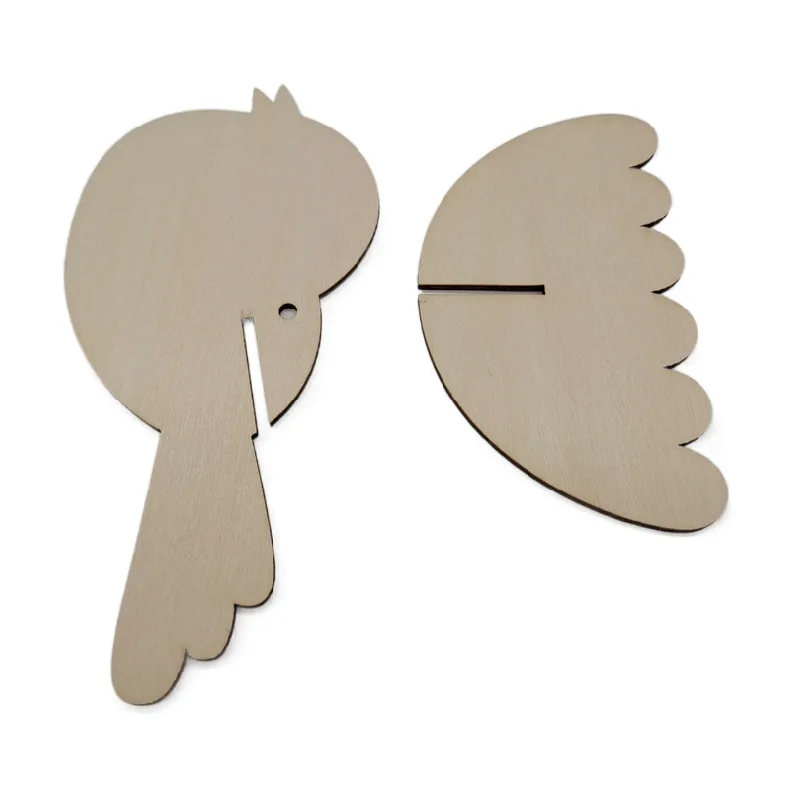 Wooden Unfinished Birds Hanging Ornaments Wood Cutouts Christmas Tree Pendants DIY Crafts Bird Hanging Decorations