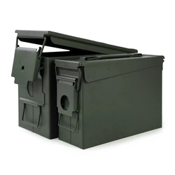 30/50Cal Metal Ammo Can Steel Safety Ammo Box Safe Box Long-Term Waterproof Ammunition Valuables Storage Hole Lockable Can