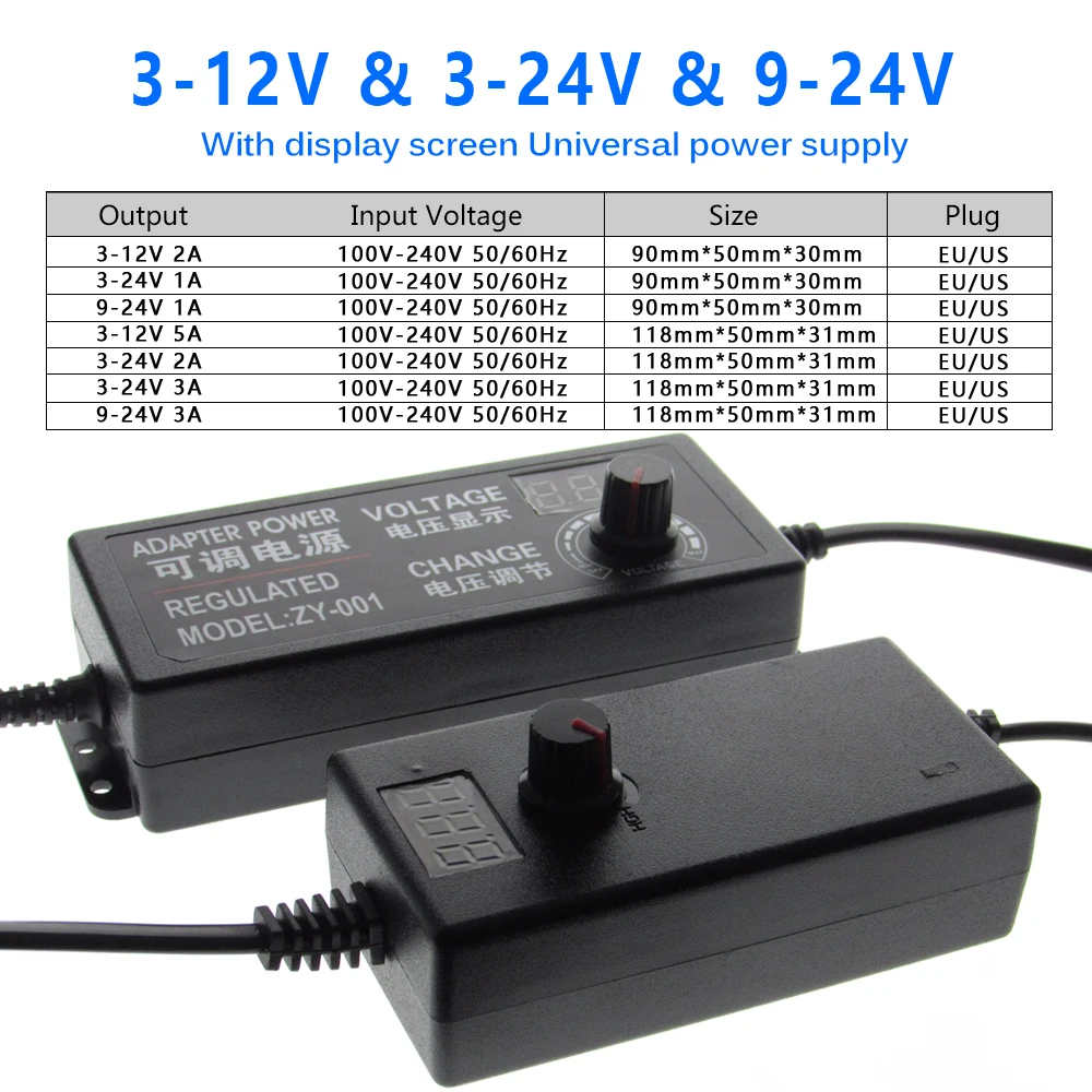 AC DC Power Supply 3V 5V 9V 12V 24V 36V 1A 2A 3A 5A 10A Adjustable Transformers 220V To 12V Power Supply Adapter 5 12 24 V Volt