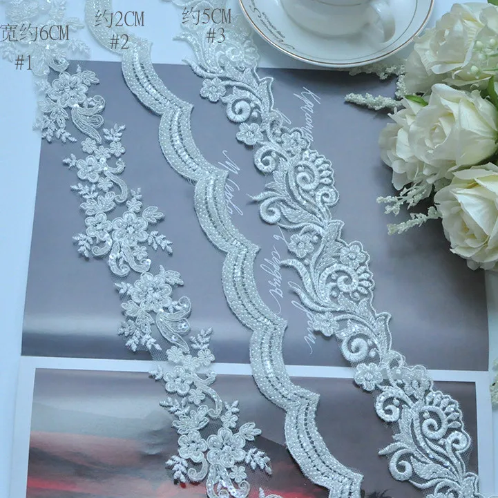 Bridal Beaded Lace Veil Headband Doll Clothes Accessories Lace (2Yard/10yards)pack