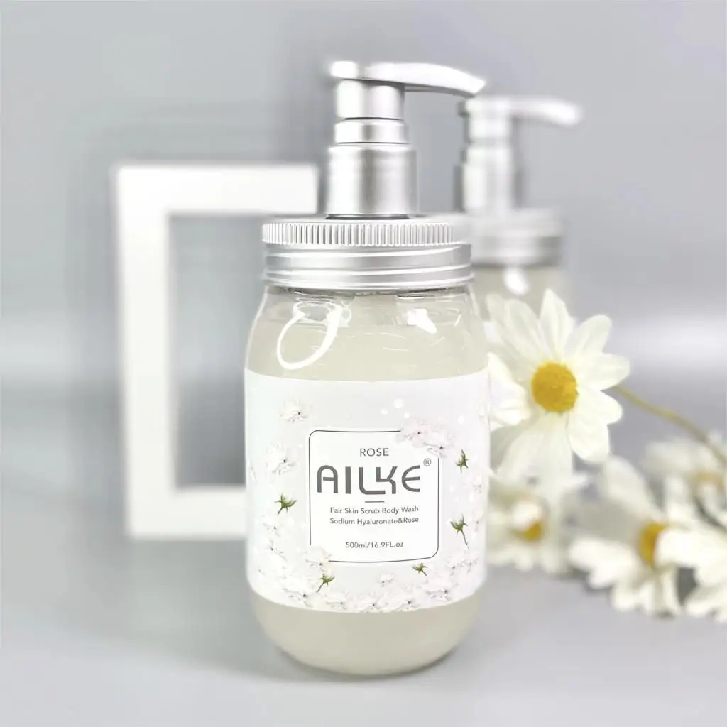 AILKE Whitening Shower Gel Women Cleaning Roses Body Wash Perfume Lotion Scrub Fragrant Moisturizing Summer Bath Foam Female