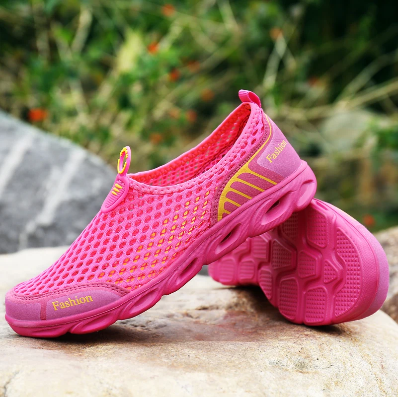 Summer Outdoor Water Shoes Men Swimming Water Shoes Adult Couple Flat Soft Breathable Non-Slip Light Fishing Net Water Shoes