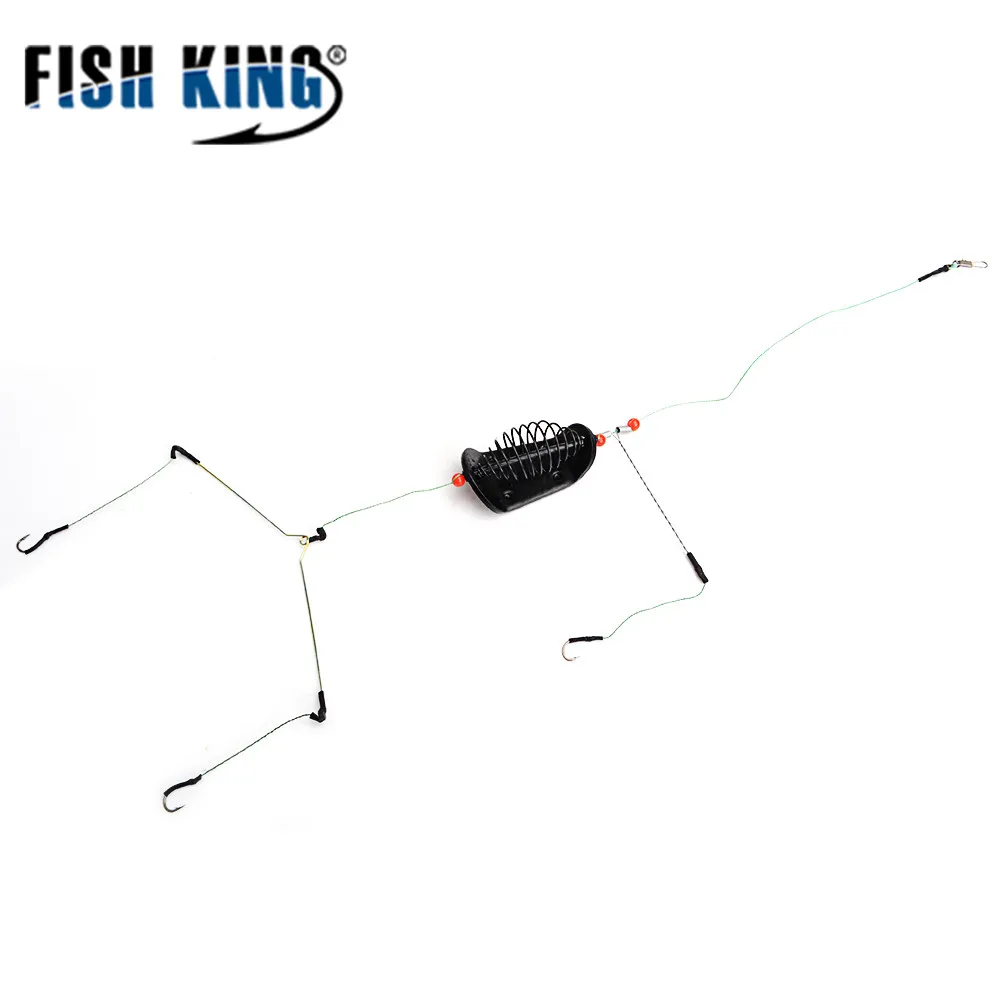 

FISHKING 20G-100G Carp Fishing Rig Bait Cage Hooks Link 39CM Sinker Swivel With Line Hooks metal Feeder fishing Accessories