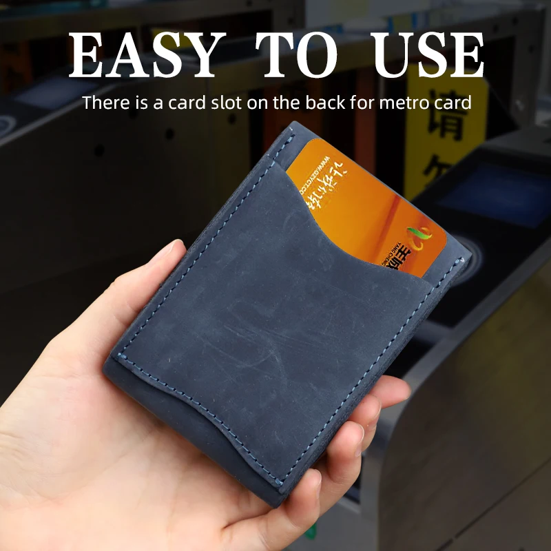 Mini Cowhide Card Wallet For Men Handmade Genuine Leather Credit Business ID Card Holder Bag Portable Coin Purse Money Pouch