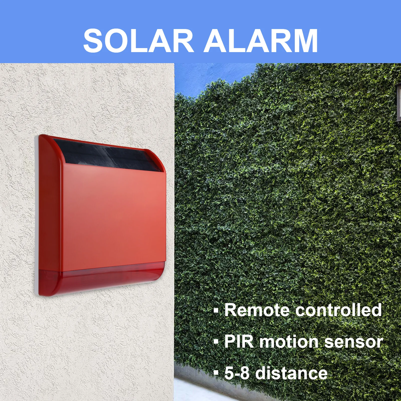 Wolf-Guard Solar Flash Siren Alarm 110dB Outdoor Anti-Tamper Environment Protection Home Security Burglar System Kit 433MHz
