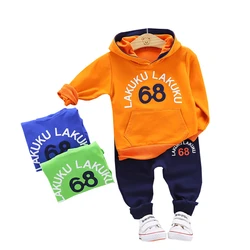 Toddler Cotton Tracksuit Autumn Baby Hooded Jacket Sets Children Boys Girls Cartoon Clothes Fashion Kids Hoodies Pants 2Pcs/set