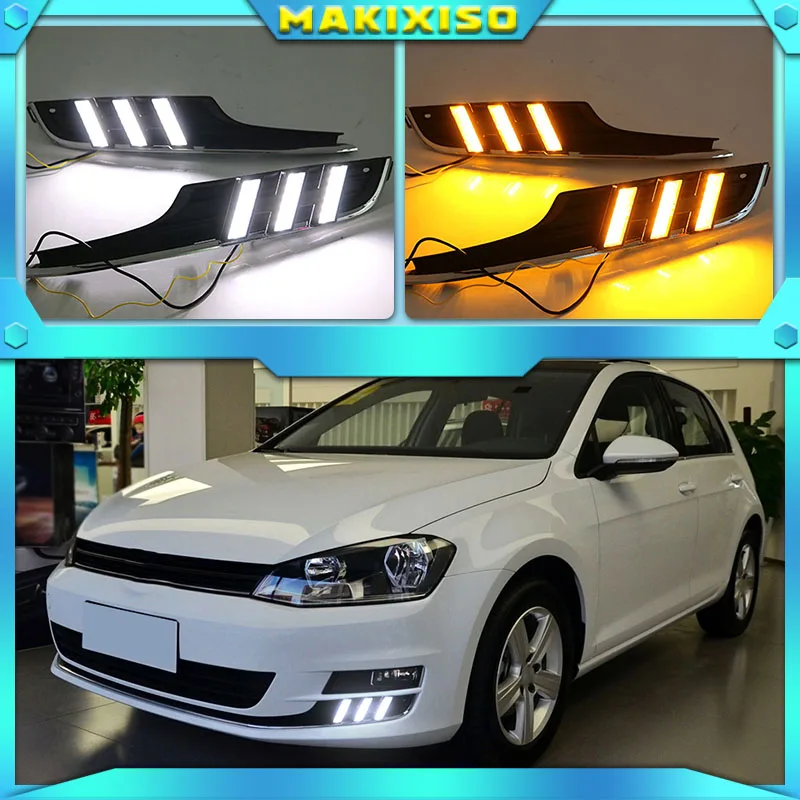 

For Volkswagen Golf 7 2013 2014 2015 2016 LED DRL Daytime Running Light Car Accessories ABS 12V Fog Lamp cover