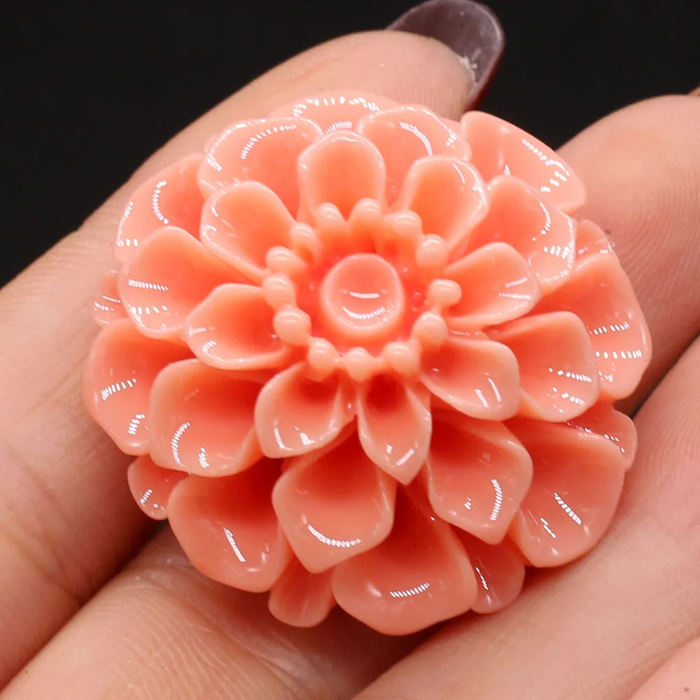 3PC Natural Stone Coral Beads Carved Flower Loose Cabochon Beads for Women Jewelry Making DIY Necklace Earring Accessories