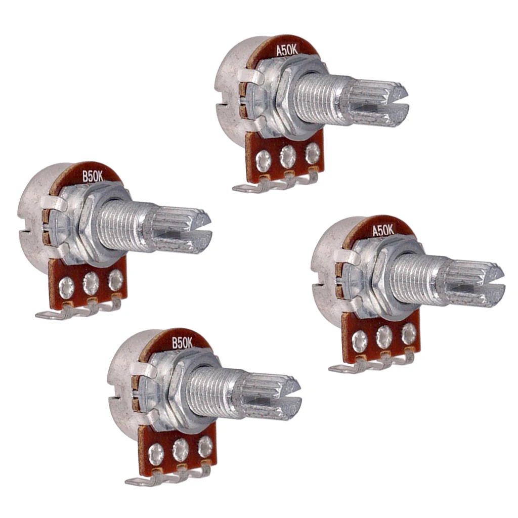 4pcs Mini Switch Control Pot A25K B25K A50K B50K A100K B100K A250K B250K A500K B500K For Electric Guitar With Potentiometer