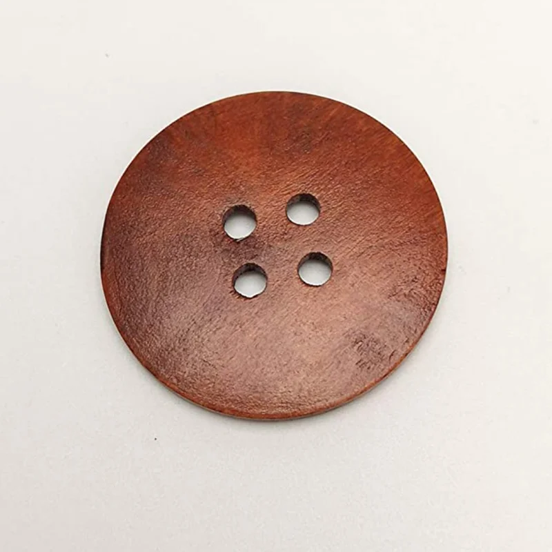 Large Size 60/50/40MM Brown Round Wood Buttons of Clothes 4 Holes Craft Sewing Button