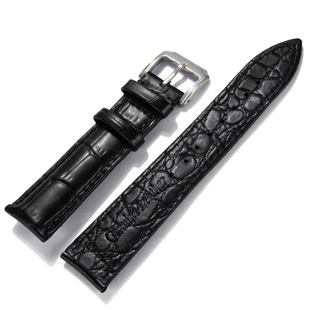 Watchband 16 18 20 22 mm Leather Black Dark Brown Classic Alligator Grain Soft Calf Genuine Leather Watch Strap Watch Band Strap