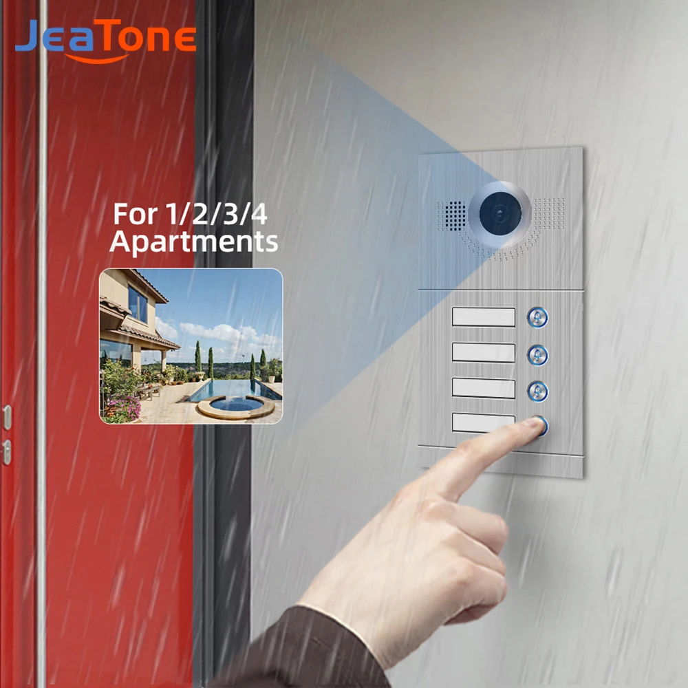 Jeatone Video Doorphone SIP Doorbell with PoE Night Vision AHD 720P 100° Wild View Angle Sensor Aluminuim Alloy Call panel